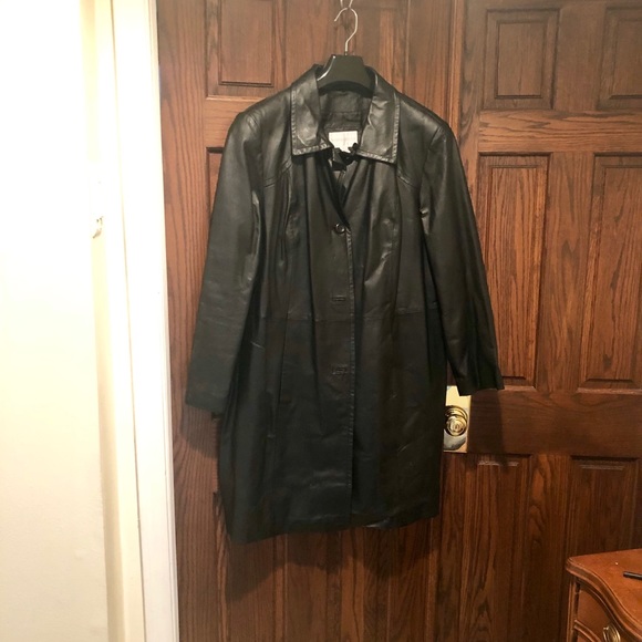 Worthington New Black Leather Coat - Picture 2 of 4